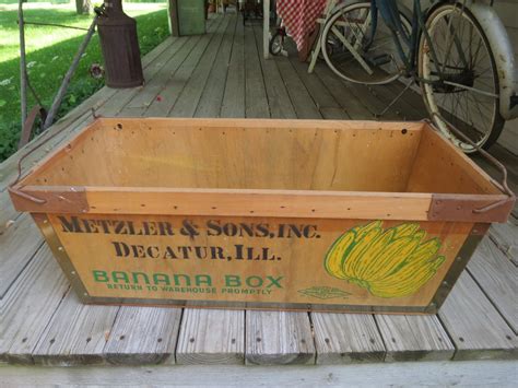 antique wood & metal hamady banana box|how to identify old furniture.